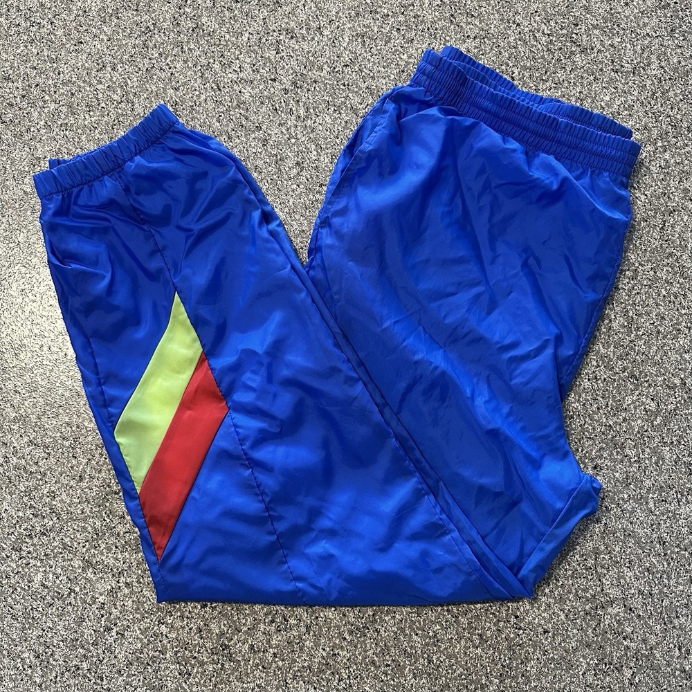 Vintage Spalding Sport Track Pants Mens L Blue Lined 90's Pro‎ Collection Nylon